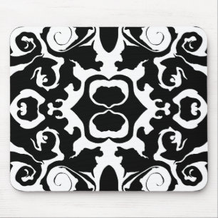 Swirling Pattern in Black and White Mouse Mat