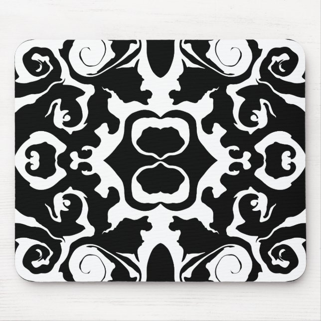 Swirling Pattern in Black and White Mouse Mat (Front)