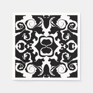 Swirling Pattern in Black and White Napkin