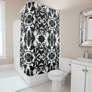 Swirling Pattern in Black and White Shower Curtain