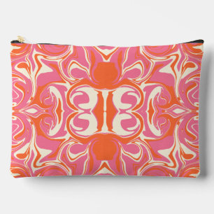 Swirling Pattern in Pink, Orange and Cream Accessory Pouch