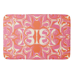 Swirling Pattern in Pink, Orange and Cream Bath Mat