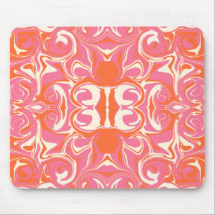 Swirling Pattern in Pink, Orange and Cream Mouse Mat