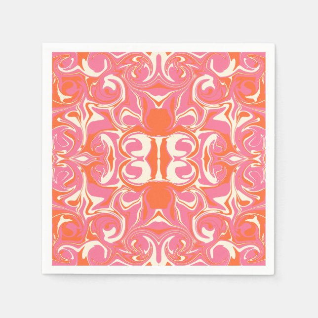 Swirling Pattern in Pink, Orange and Cream Napkin (Front)