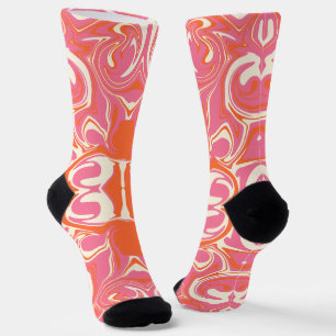 Swirling Pattern in Pink, Orange and Cream Socks