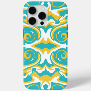 Swirling Pattern in Turquoise and Yellow iPhone 15 Pro Max Case