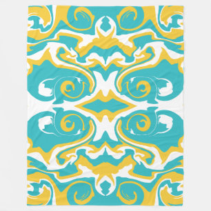 Swirling Pattern in Turquoise and Yellow Fleece Blanket
