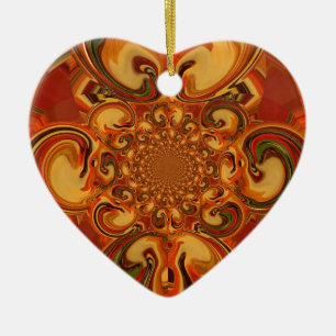 Swirling Pattern  Shades of Orange, Brown, green Ceramic Tree Decoration