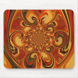 Swirling Pattern: Shades of Orange, Brown & Green Mouse Mat