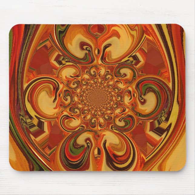 Swirling Pattern: Shades of Orange, Brown & Green Mouse Mat (Front)
