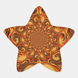 Swirling Pattern: Shades of Orange, Brown & Green Star Sticker