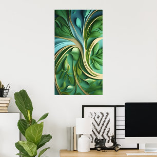 Swirling Patterns of Vibrant Green Leaves Poster