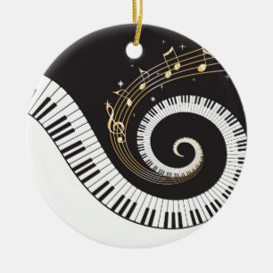 Swirling Piano Keys Ceramic Tree Decoration