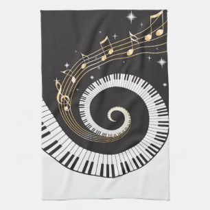 Swirling Piano Keys Tea Towel