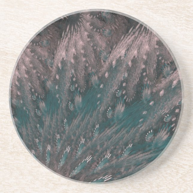 Swirling Pink and Blue Feathers Coaster (Front)