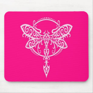 Swirling Pink Dragonfly Mouse Mat