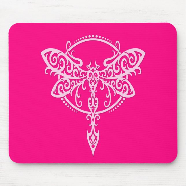 Swirling Pink Dragonfly Mouse Mat (Front)