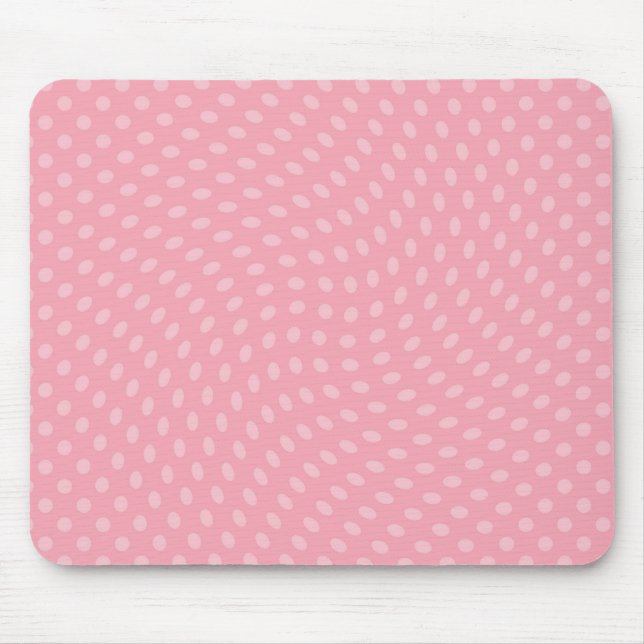 Swirling Pink Polka Dots Mouse Mat (Front)