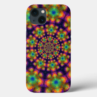 Swirling Purple Green Kaleidoscope Pattern iPhone 13 Case