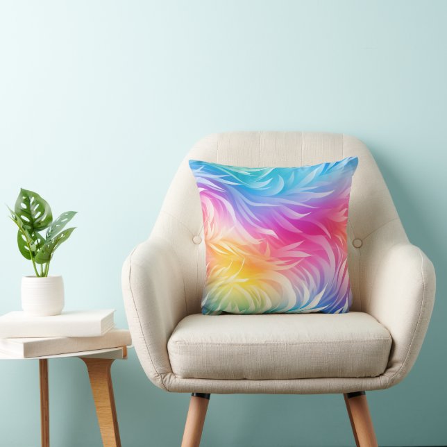 Swirling Rainbow Abstract Throw Pillow (Chair)