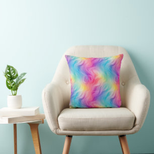 Swirling Rainbow Abstract Throw Pillow