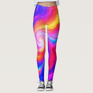 Swirling Rainbow of Colours On Custom Tight Leggings