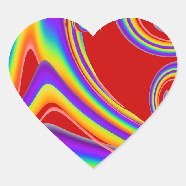 Swirling Rainbows Heart Stickers (Front)