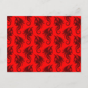 Swirling Red Cat Pattern Postcard