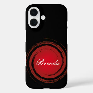 Swirling Red Circle Sun Name Plate iPhone 16 Case