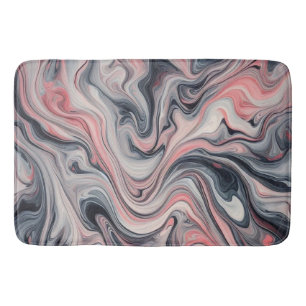 Swirling Shades of Pink, Grey, and White Bath Mat