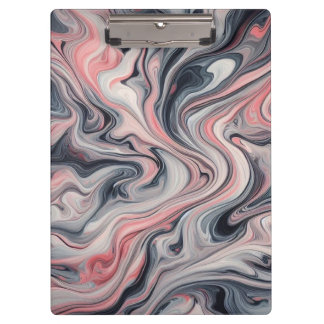Swirling Shades of Pink, Grey, and White Clipboard