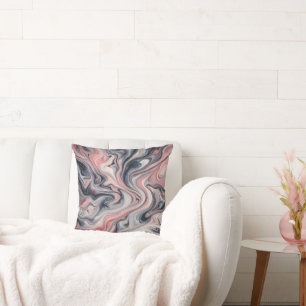 Swirling Shades of Pink, Grey, and White Cushion