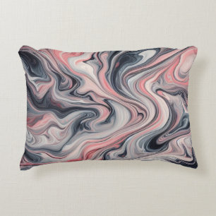 Swirling Shades of Pink, Grey, and White Decorative Cushion