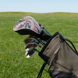 Swirling Shades of Pink, Grey, and White Golf Head Cover