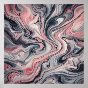 Swirling Shades of Pink, Grey, and White Poster