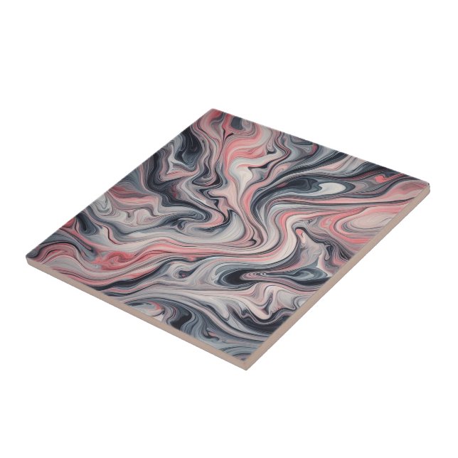 Swirling Shades of Pink, Grey, and White Tile (Side)
