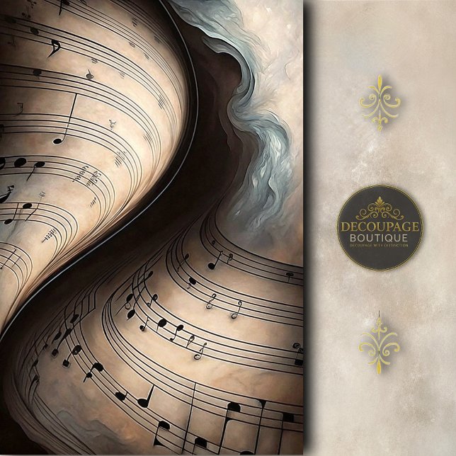 Swirling Sheet Music in Soft Teal Decoupage (Swirling Sheet Music in Soft Teal Decoupage Tissue Paper)