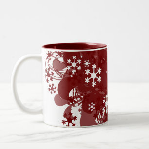 Swirling Snow Red Two-Tone Coffee Mug