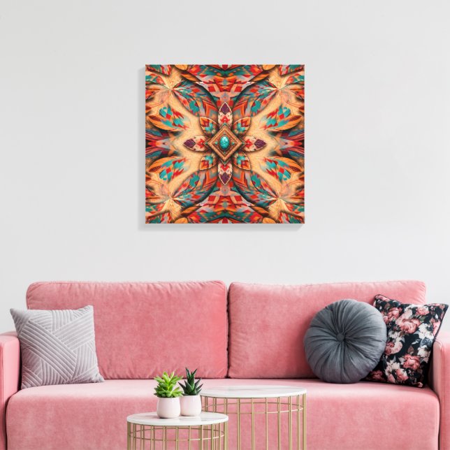 Swirling Southwest Feathers Canvas Print (Insitu(LivingRoom))