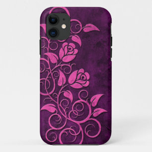 Swirling Stone Roses, purple iPhone 11 Case
