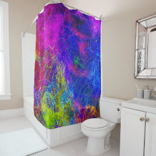 Swirling String Painting Multi-Colour Design Shower Curtain