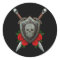 Swirling Sugar Skull Shield and Swords with Roses
