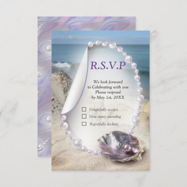Swirling symphony with the mother of pearls RSVP card (Front/Back)