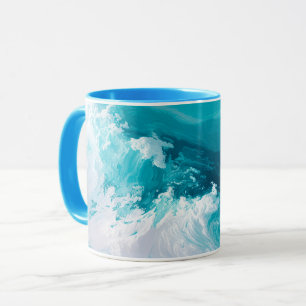 Swirling Turquoise Waves Abstract Ocean Wave Art Mug