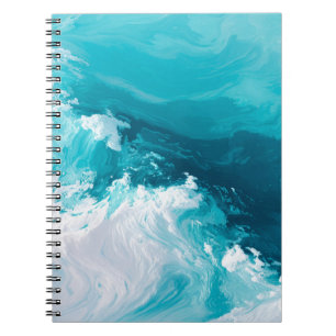 Swirling Turquoise Waves Abstract Ocean Wave Art Notebook