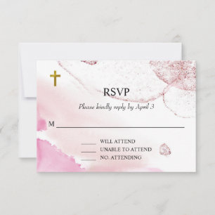 Swirling & Twirling Pink Clouds Baptism RSVP Card