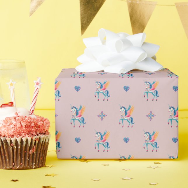 Swirling Unicorn Wrapping Paper (Birthday Party)