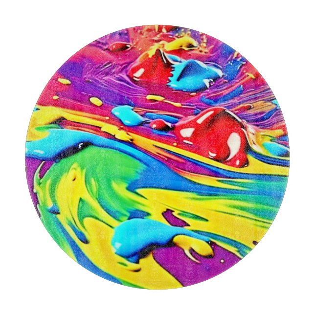 Swirling Vibrant Paint Art Cutting Board (Front)