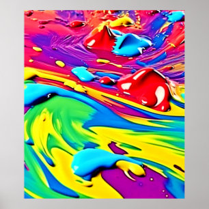 Swirling Vibrant Paint Art Poster