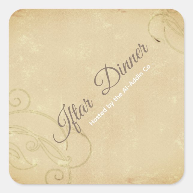 swirling vintage floral  -Iftar  Square Sticker (Front)